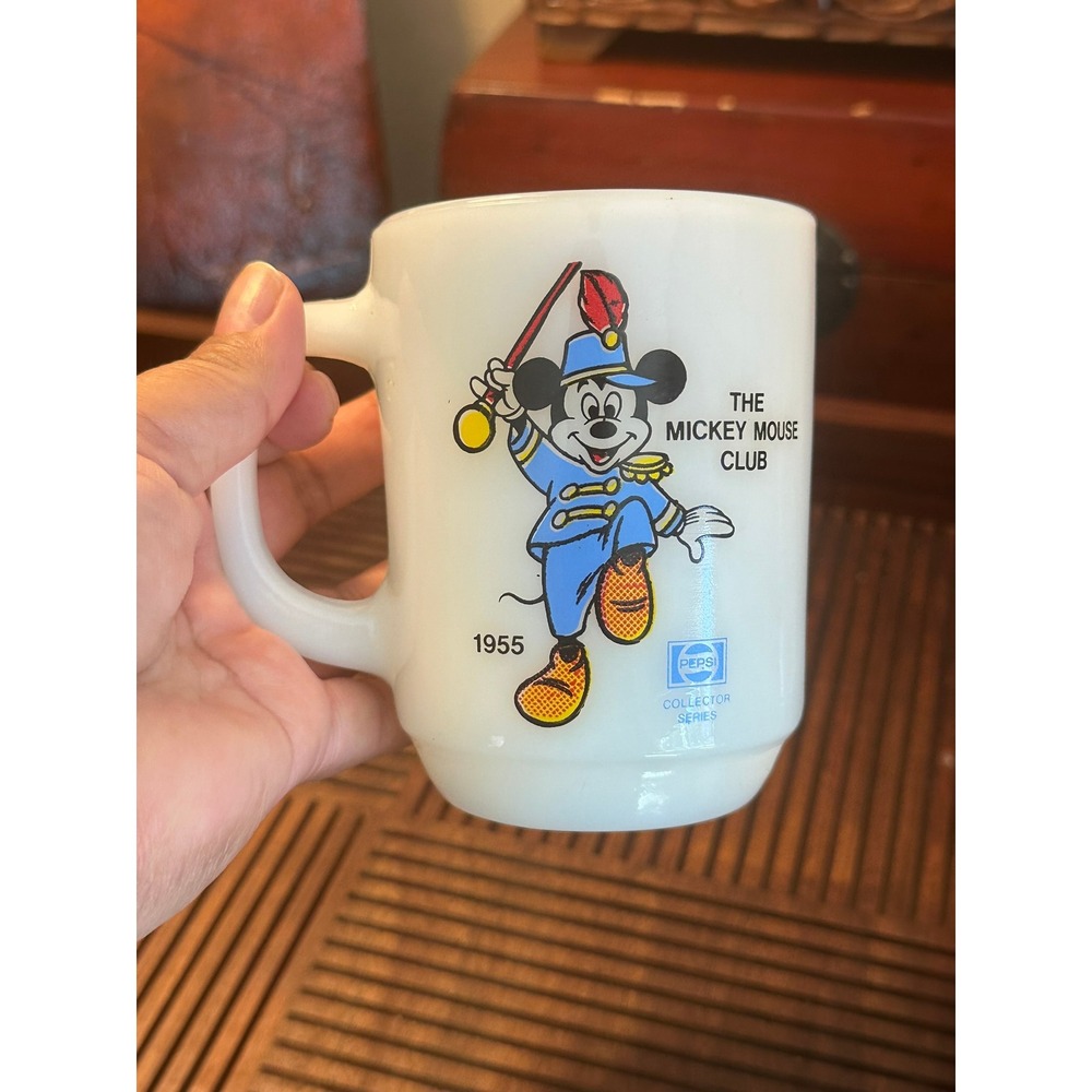 Vintage Anchor Hocking Mickey Mouse Club 1955 Milk Glass Mug Pepsi Collector - Picture 4 of 10